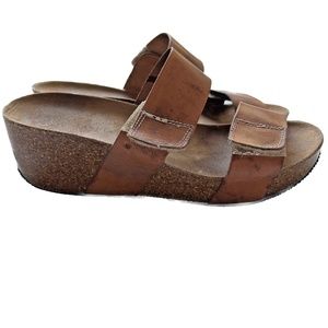 Lola Sabbia Eric Michael Cork Wedge Platform Sandals Brown Leather Women's EU 40